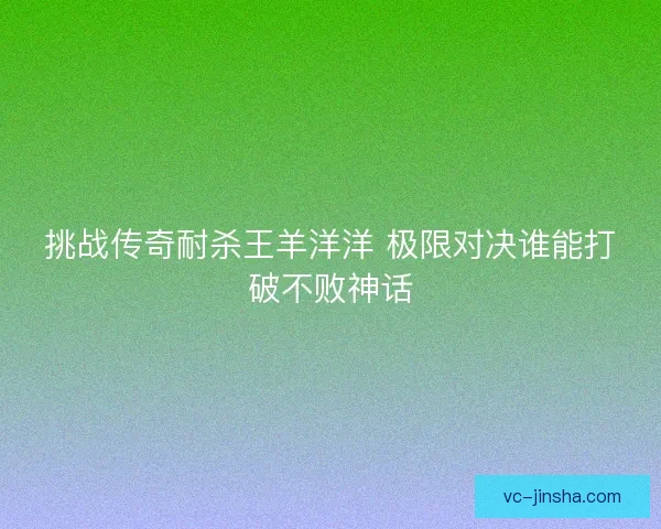 挑战传奇耐杀王羊洋洋 极限对决谁能打破不败神话