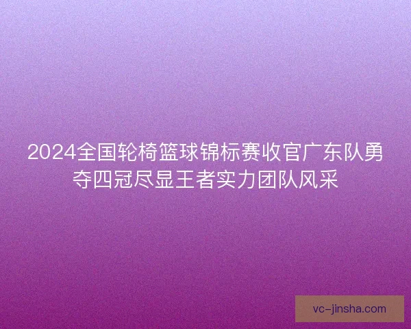 2024全国轮椅篮球锦标赛收官广东队勇夺四冠尽显王者实力团队风采